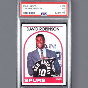 1989 NBA Hoops Basketball David Robinson Spurs #138 PSA 7 NM ROOKIE CARD